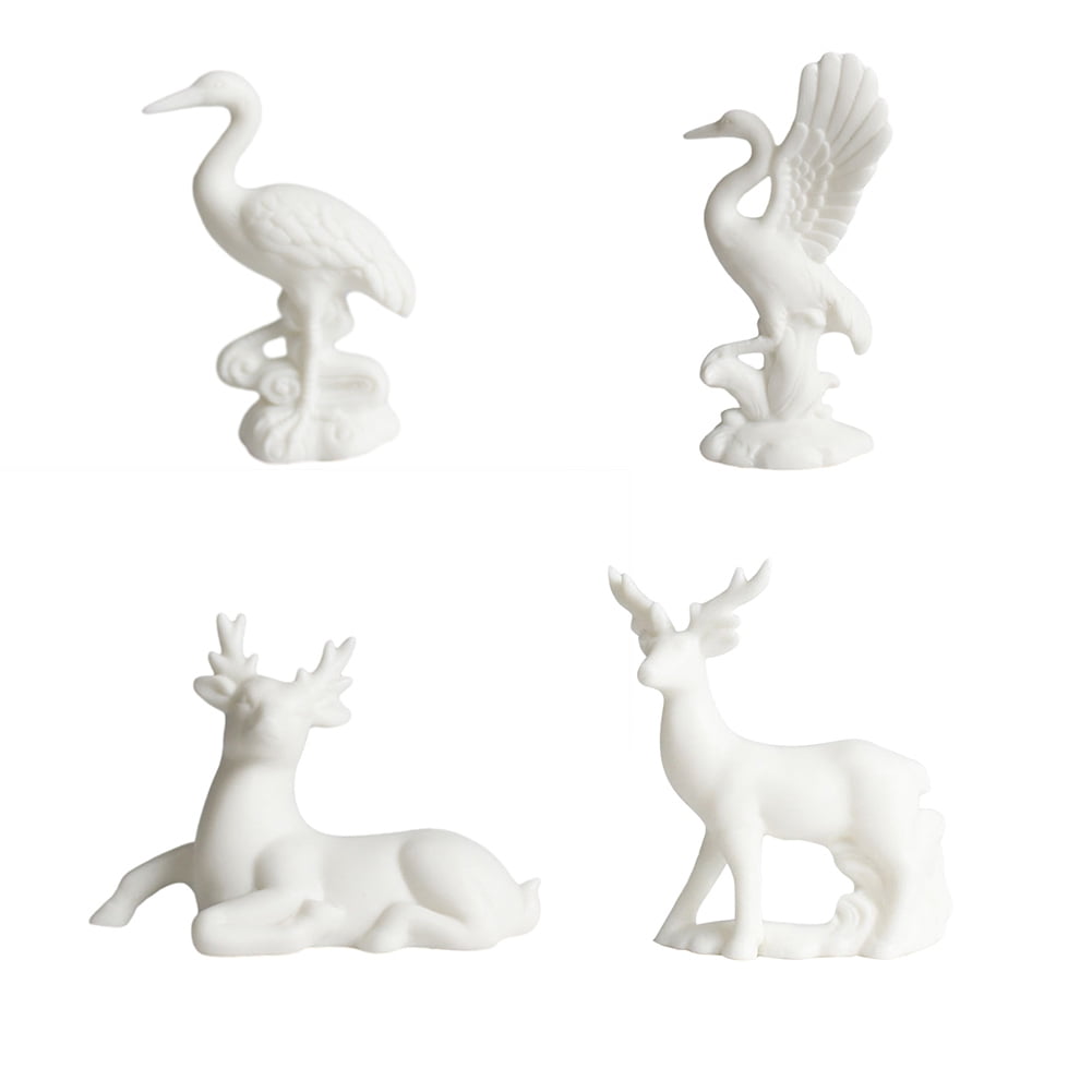Esaierr Ceramic Crane Figurine Chinese Animal Statue Lucky Bird Figurine Home Decor Jade White Crafts Crane Ceramics Home Decoration