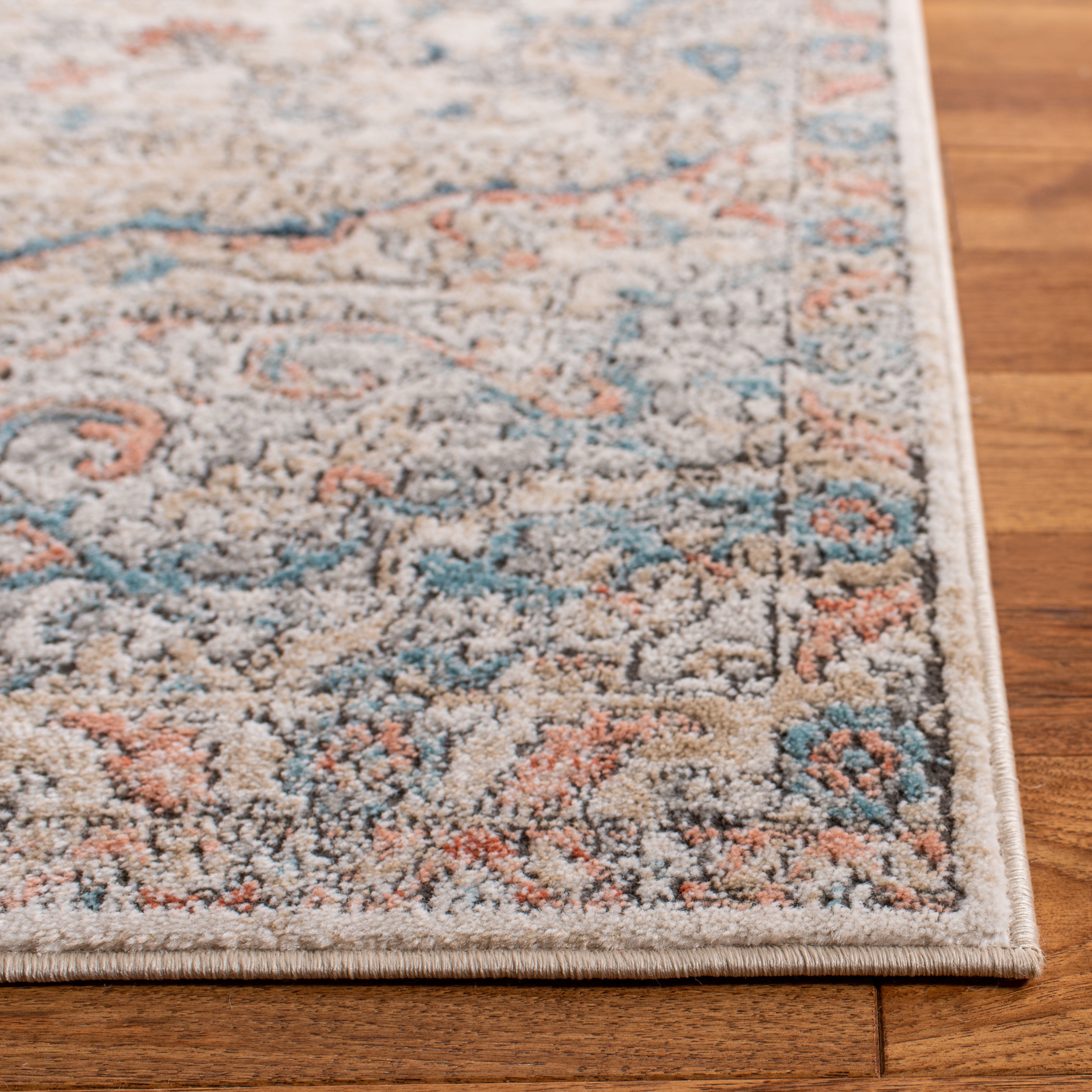 SAFAVIEH Oregon Seachlann Floral Bordered Area Rug, 4' x 6', Grey/Blue