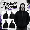 thumbnail image 4 of Adult Unisex Full Zip Horror Mask Hoodie Halloween Scary Character Novelty Sweatshirt Fancy Dress Party Cosplay Costume, 4 of 8