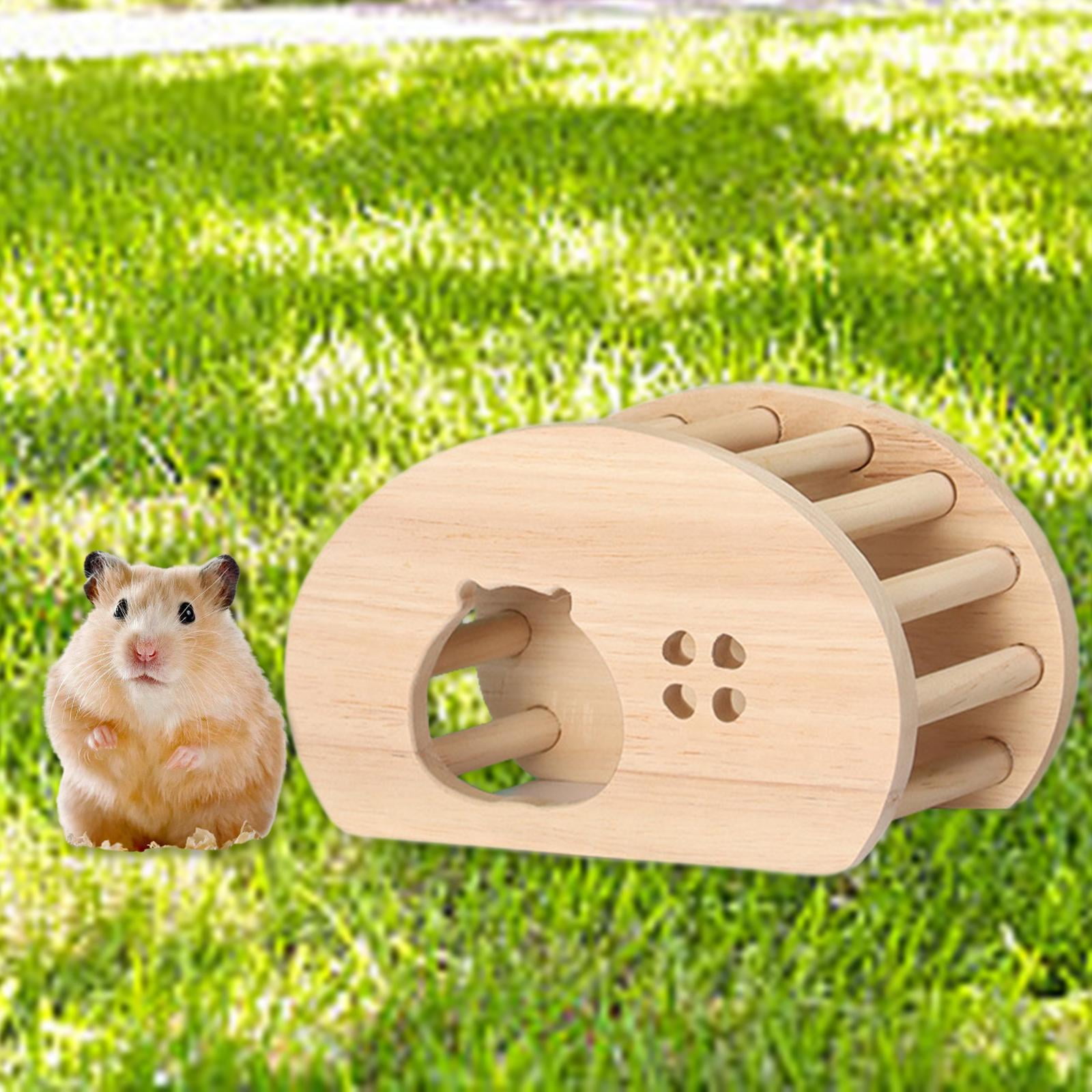 TOOYFUL Hamster Wood House Hideout, Small Animal House DIY Cage Rest Tiny Gerbils Ventilated Cage Decor Cage Accessory Exploring Toys Hollow