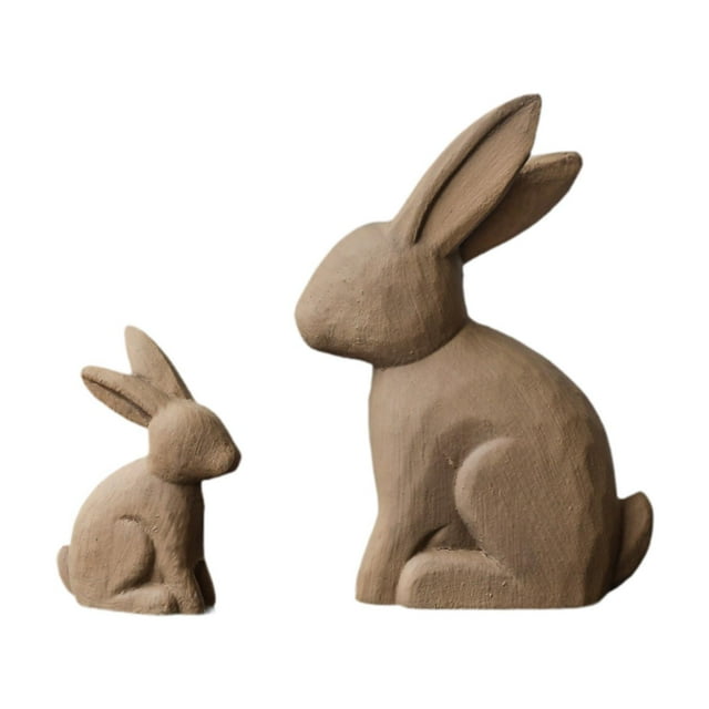 2 piezas Estatuas de de Pascua Ornamento de madera Colección de regalos Decoración de regalos Animales Figurado para mesa de mesa de oficinas