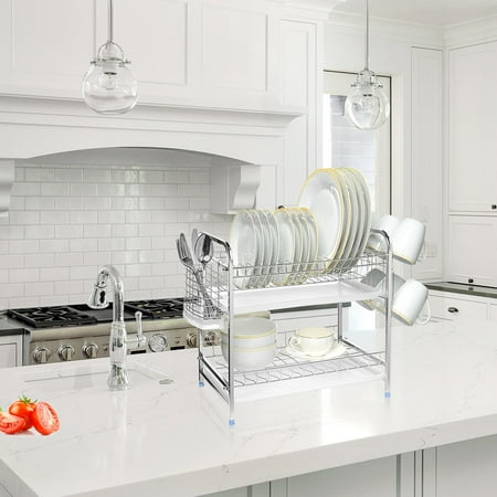 Sortwise Stainless Steel Dish Drying Rack 2 Tier Plate Bowl Stainless Steel Dish Drying Rack