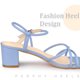 thumbnail image 4 of Open Toe Slingback Chunky Heel Sandals for Women Light Blue US 6/UK 4/EU 36, 4 of 6