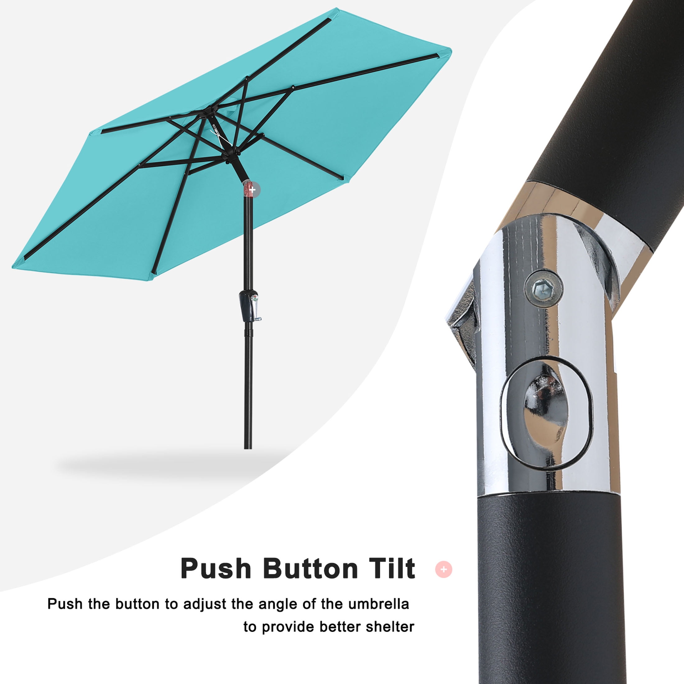 MASTERCANOPY 7.5ft Patio Market Umbrella with Tilt and Crank, Turquoise