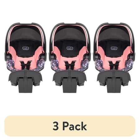 (3 pack) Evenflo NurtureMax Infant Car Seat, Delilah Pink