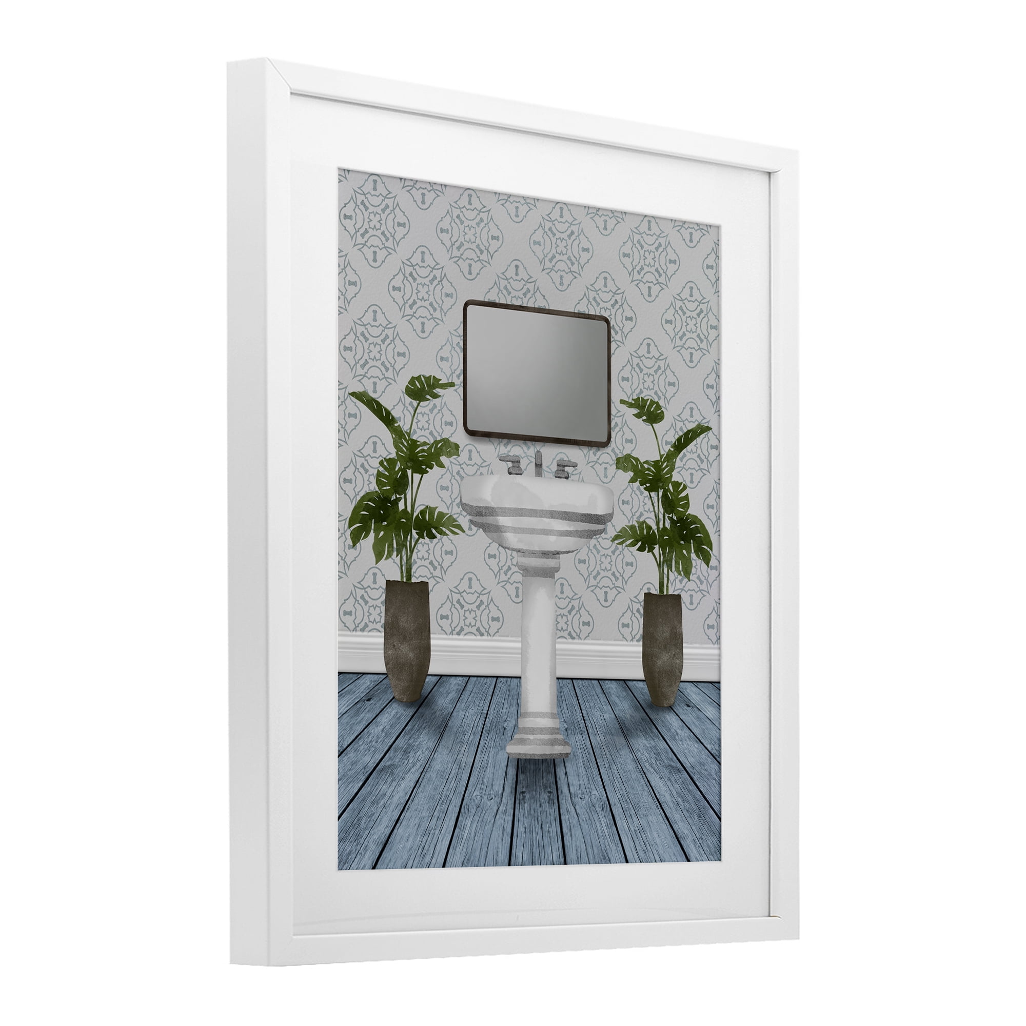 Stupell Industries Restful Wash Plants & Sink White Framed Print Under Glass, design by Marcus Prime