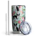 thumbnail image 2 of 20 Oz Boston Terriers and Flowers Coffee Tumbler Double Wall Insulated Stainless Steel Water Bottle | Metal Reusable Thermoses Flask with Cup Cap | Leak & Sweat Proof with Anti-Dust Lid, 2 of 7