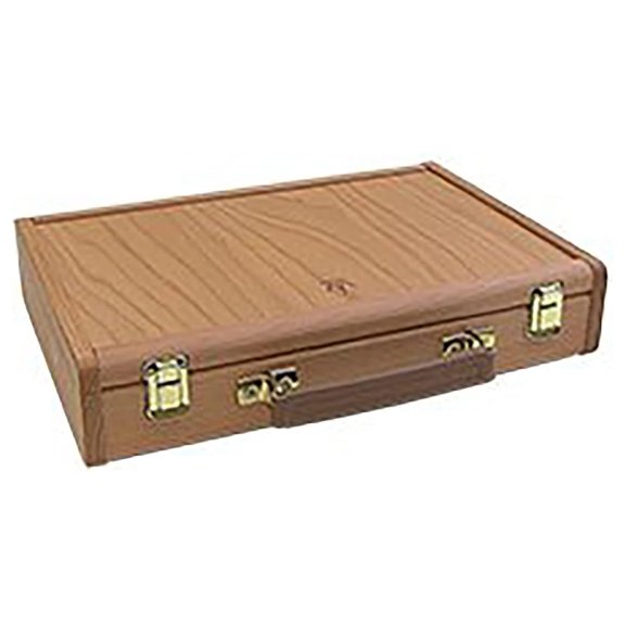 Deluxe Wood Artist Paint Box - Storage for Art Supplies, Paints, Mediums, Brushes, Compartment Storage, Lightweight, Travel - [Oil-Stained - Natural Finish] Elm