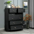 thumbnail image 2 of IMKHK 6 Drawer Dresser, Chest of Drawers for Bedroom, Modern Storage Cabinet Dresser Organizer Unit with Matt Gold Handle, Wood Vertical Storage Tower for Bedroom, Living Room and Hallway, Black, 2 of 10