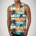 thumbnail image 2 of Arnsht Mens Summer Vacation Tank Tops Sleeveless Muscle Shirts Beach Hawaiian Printing Leisure Sports Fitness Tank Tops Blue M, 2 of 5