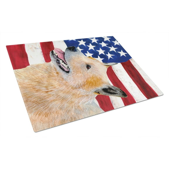 Caroline's Treasures Flag with Australian Cattle Dog Glass Cutting Board Large