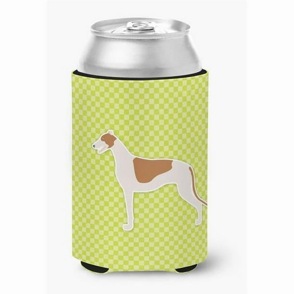 Caroline's Treasures BB3805CC Greyhound Checkerboard Green Can or Bottle Hugger, Can Hugger, multicolor