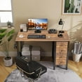 thumbnail image 2 of 40 inch Computer Desk with 4 Fabric Drawers, Kids Student Reversible Small Desks for Home Office Small Space, Work PC Desk Table for Bedroom, Rustic Brown, 2 of 7