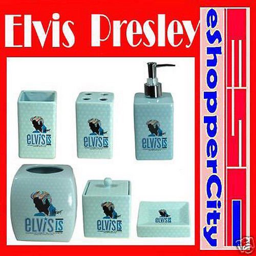 Elvis Presley Ceramic 6 pc Bathroom Set, New Soap Dish