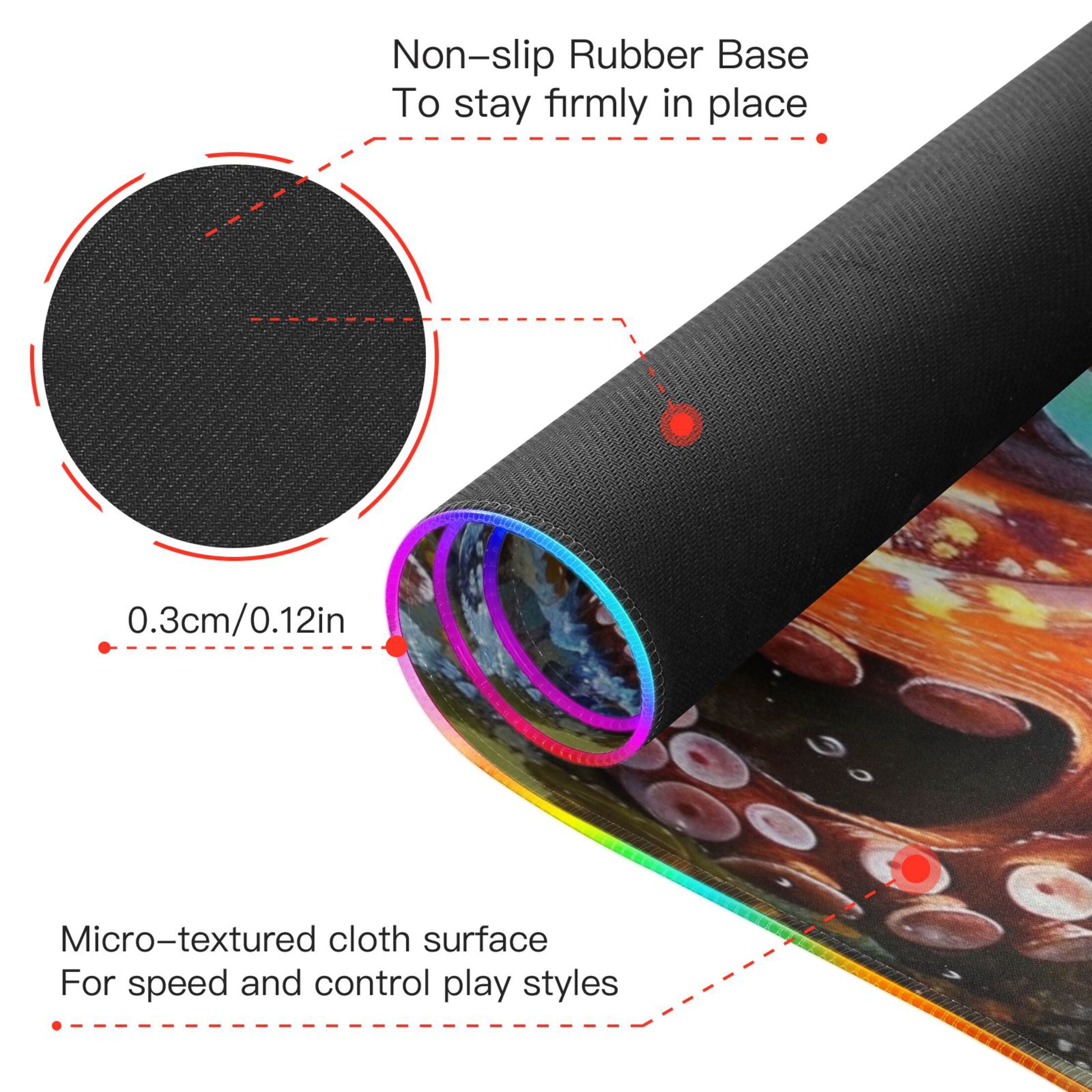 Wireless Charging Mouse Pad Large RGB Gaming Desk Mat 13 Light Modes Mousepad 35.4x15.7 Octopus in Bottom Sea