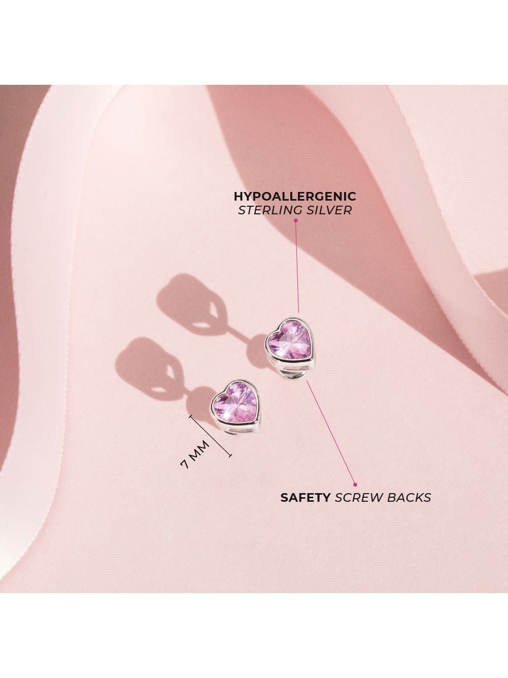 925 Sterling Silver 7mm Bezel Cubic Zirconia Heart Screw Back Earrings for Girls