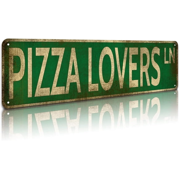 KooLL Pizza Lovers ln Sign Vintage Metal Sign Retro Metal Plaque Bar Pub Poster Wall Decor for Bedroom Home Bar Garage Art Gift 4" by 16"