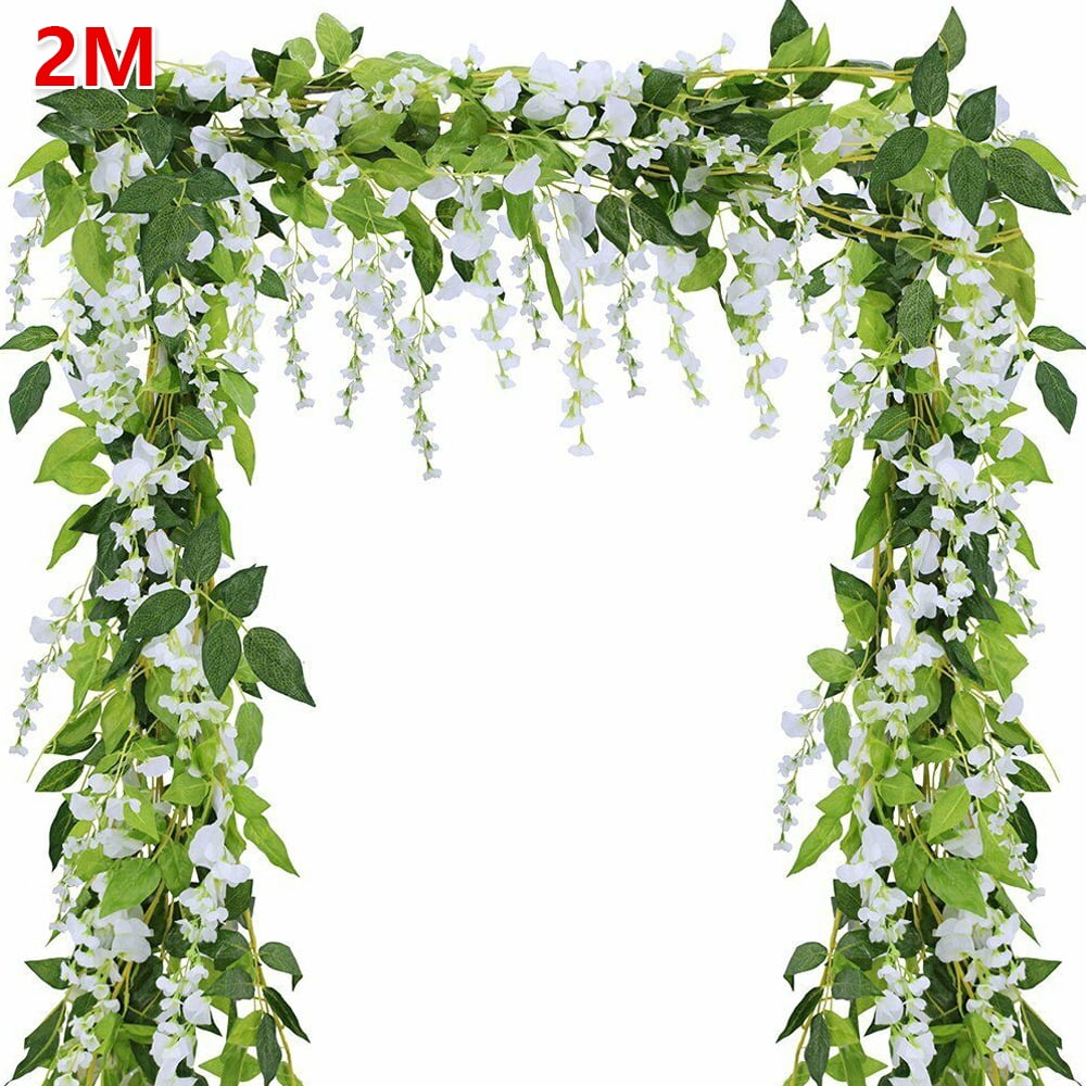 8FT Artificial English Ivy & Ivory Wisteria Garland Wedding/Festival Decoration 