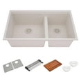 thumbnail image 6 of Ruvati RVG2327WB 33 in. Epi Rock Workstation Double Bowl Undermount Kitchen Sink, Warm White, 6 of 7