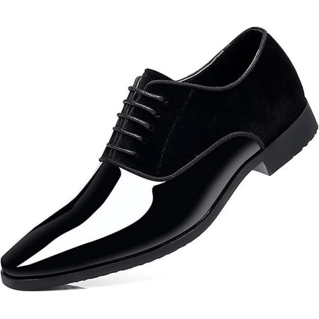 Men s Vintage High Gloss Dress Shoes Patent Leather Suede Oxford Formal Business Suit Tuxedo Shoes