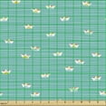 thumbnail image 2 of Ambesonne Aqua Fabric by the Yard Upholstery, Cartoon Boats on Striped Back, 1 Yard, Dark Seafoam Coral Salmon, 2 of 5