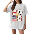 thumbnail image 1 of Women's Football Graphic T-Shirt, Women's Soccer Letter Print Short Sleeve T-Shirt, Casual Summer Neck Top for Women Sports Fan Tee Shirt Everyday for Soccer Tournament 2026 White Size: L, 1 of 4