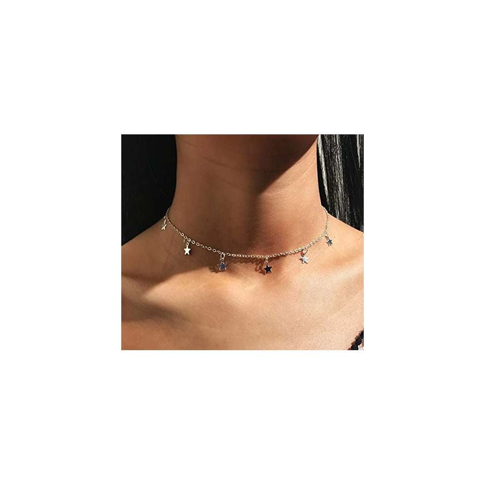 wruas 16K Gold Plated Star Choker for 