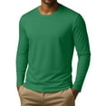thumbnail image 4 of Dresfit Thermal Shirts Mens Solid Color Big and Tall Tops 2025 Loose Fit Long Sleeve Crew Neck Baseball Shirt Fall Stretch Slim Fit Button Fashion Green M, 4 of 7