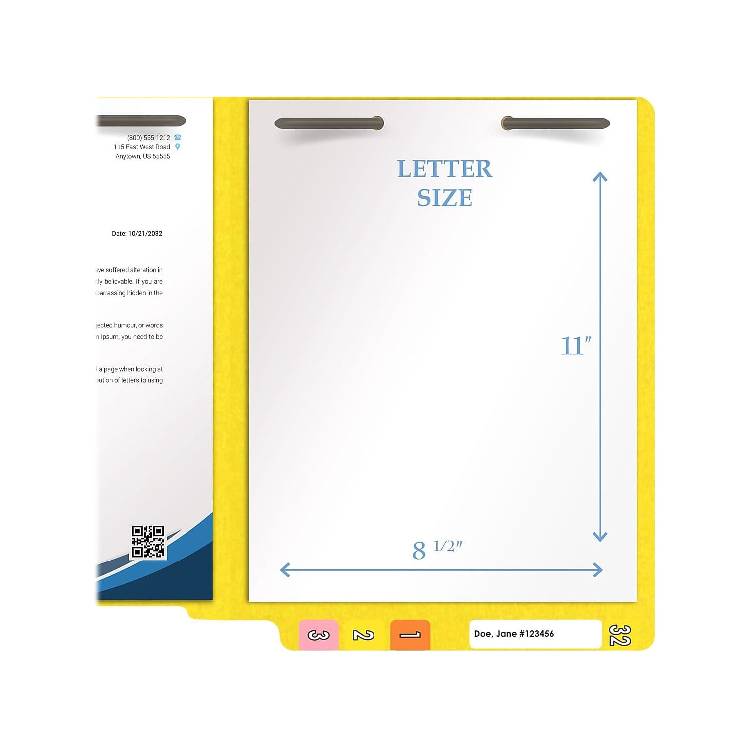 Medical Arts Press Heavy-Duty End Tab File Folder Straight Cut Letter-Size Yellow 40/Box