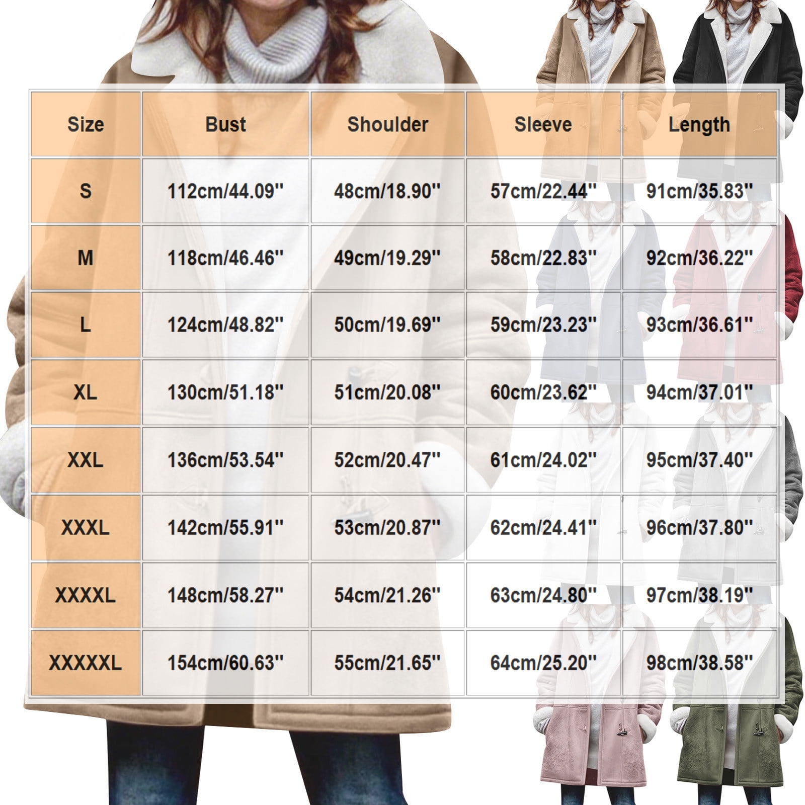 VINUSLI Fleece Lined Jacket Women with Hood Winter Outerwear Casual Soft Sherpa Horn Button Long Sleeve Faux Suede Pea Coats Black,XXXXXL