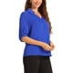 thumbnail image 4 of INSPIRE CHIC Blusas de cuello en V para mujer con mangas 3/4 enrollables y túnica plisada fluida XS Azul Real, 4 of 6