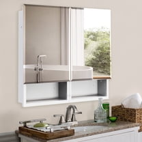 FUMANGO 32x26 Mirror Cabinet, Simple&Beautiful, Large Storage Space, Matte White for Bathroom Vanity