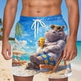 thumbnail image 2 of Telankuip 2026 Summer Funny 3D Animal Graphic Printed Swim Trunk Loose Drawstring Elastic Waisted Beach Shorts with Pockets Lightweight Comfy Holiday Short Pants 4-Sky Blue M, 2 of 4