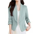 thumbnail image 6 of ZQUUVOU Women Business Blazers with Solid Color Long Sleeve Pocket Suit Jacket (Green,XL), 6 of 7