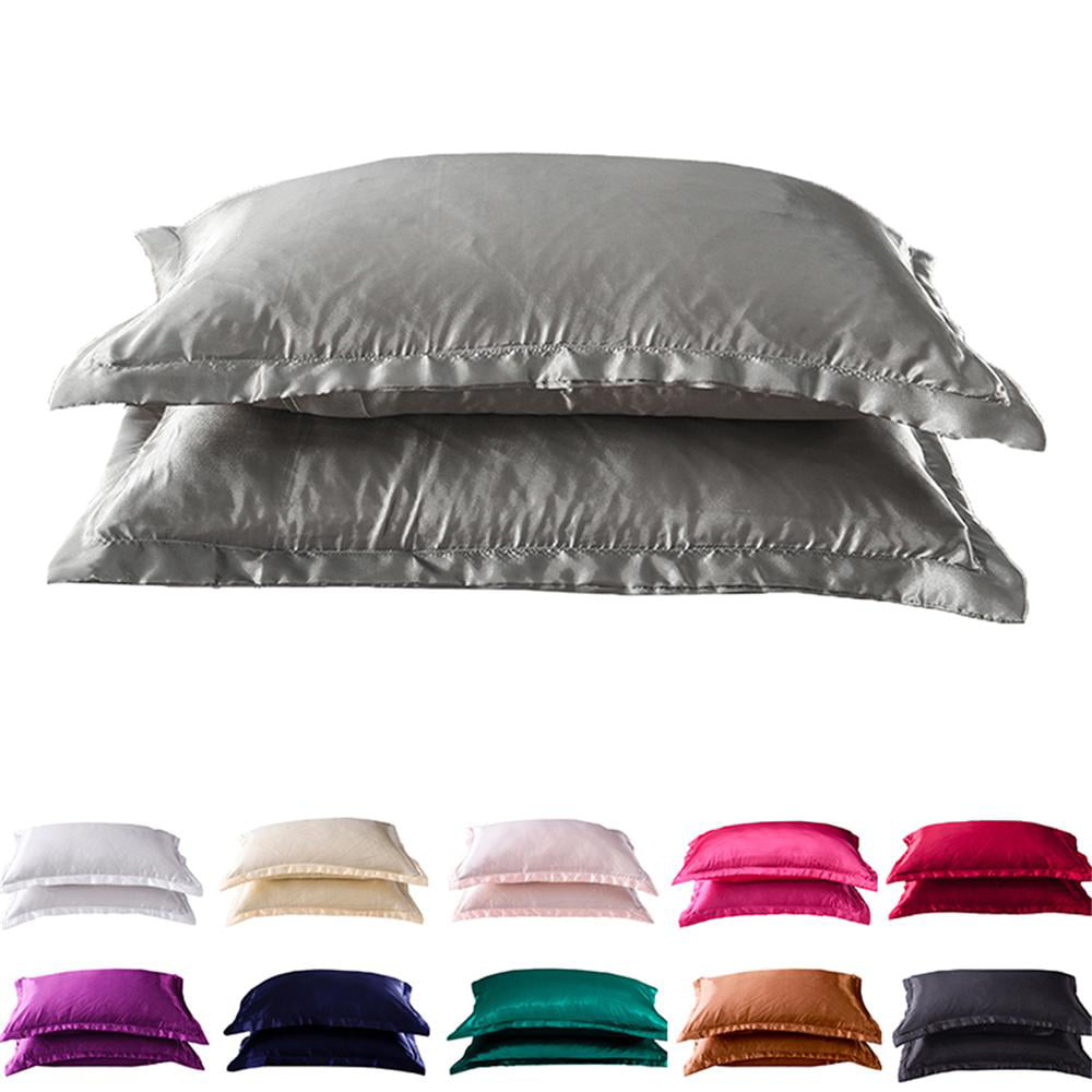 2pcs Satin Pillow Case Luxury Super Soft Pillow Cases Cushion Covers Home  O 