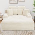 thumbnail image 5 of Miniyam 64in Modern Upholstered Indoor Chaise Lounge With 2 Pillows 2 Headrests and 2 Back Cushions, Off White, 5 of 12