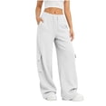 thumbnail image 2 of Women's Cargo Sweatpants High Waist Wide Leg Drawstring Baggy Fleece Lined Pants Casual Athletic Joggers with Pockets XL, 2 of 7