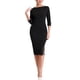 thumbnail image 2 of Vestido de Sheath para mujer INSPIRE CHIC, con cuello barco, mangas 3/4, dobladillo dividido, vestido midi para el trabajo, negro, 3XL, 2 of 6