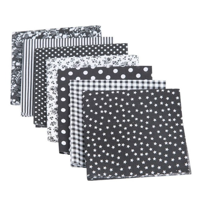 Dsseng Assorted Floral Quilting Fabric Cloth Pieces Scrapbooking Supply Pack DIY Craft Sewing Material Decorative Patchwork Bundle Creative Textile Kit 7PCS 25 x 25 cm