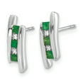 thumbnail image 2 of 14k White Gold Diamond and Emerald Earrings 14k White Gold Earrings, 2 of 2