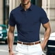 thumbnail image 2 of Camisas de Manga Corta de los Hombres Casual Malla de Hielo Seda de Manga Corta Cuello Color Sólido Camisa Poliéster, Verano Transpirable Moda Superior para Hombres, 2 of 3