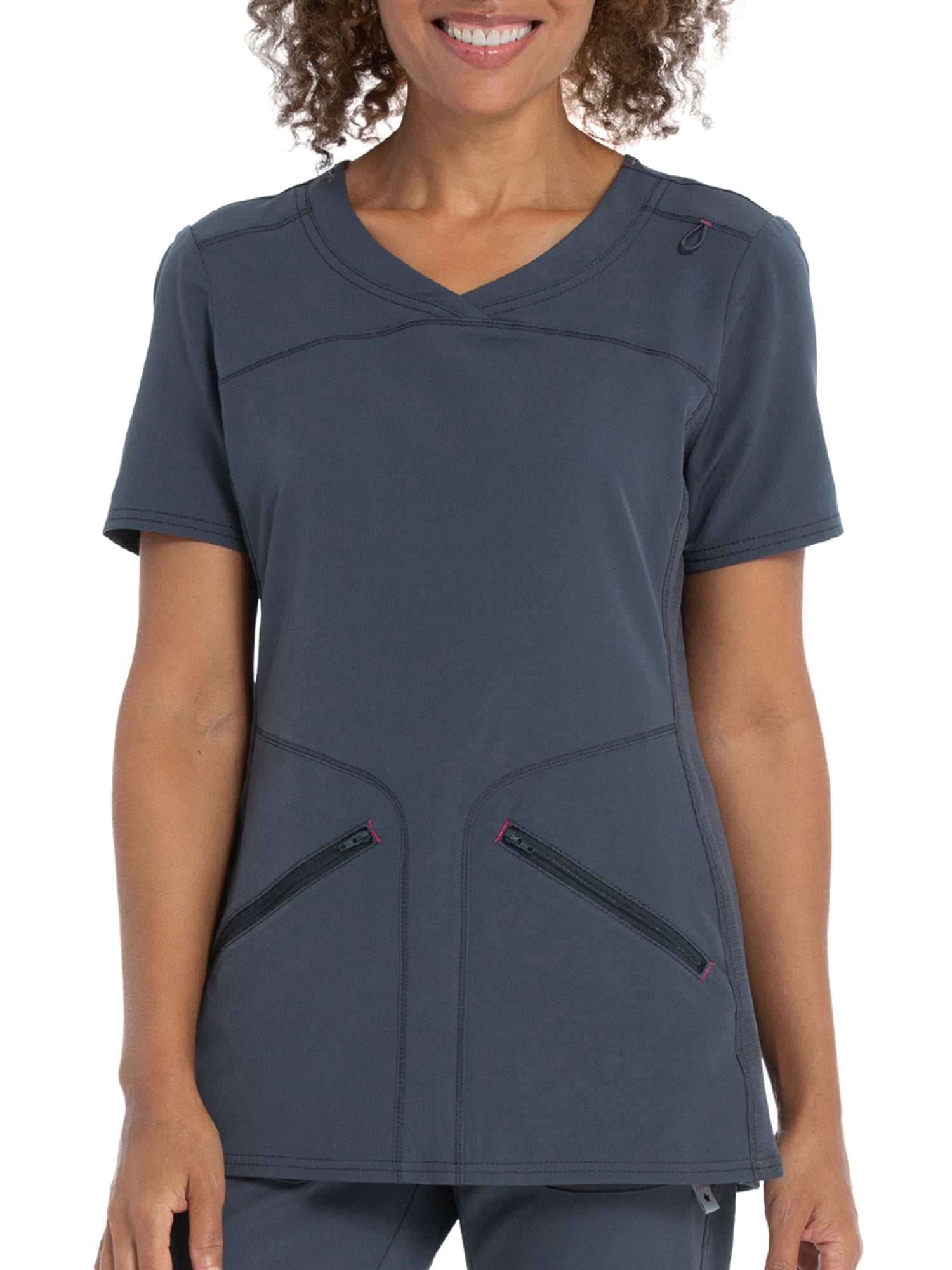 Scrubstar Women's Active Stretch RibKnit Side Panel VNeck Scrub Top