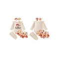 thumbnail image 2 of RUINIXCW Baby Girls Thanksgiving Outfits Flying Sleeve Letter Print Romper Turkey Print Tiered PP Shorts Headband Leg Warmers Sets, 2 of 9