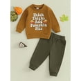 thumbnail image 2 of Liacowi Toddler Baby Boy Thanksgiving Clothes Letter Pie Print Long Sleeve Pullover Eltic Waist Pants 2Pcs Warm Outfit 0-3T, 2 of 9