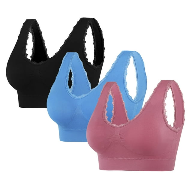 Soki 3pc Sports Bra for Women Padded Seamless Medium Impact Yoga Running Bras