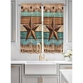 thumbnail image 2 of Western Texas Star Retro Living Room Curtains 2 Panel, Country Farmhouse Teal Brown Wood Grain Cafe Window Treatment, Extra Long Farmhouse Bedroom Bathroom Kitchen Curtains Drapes 104"x72", 2 of 6