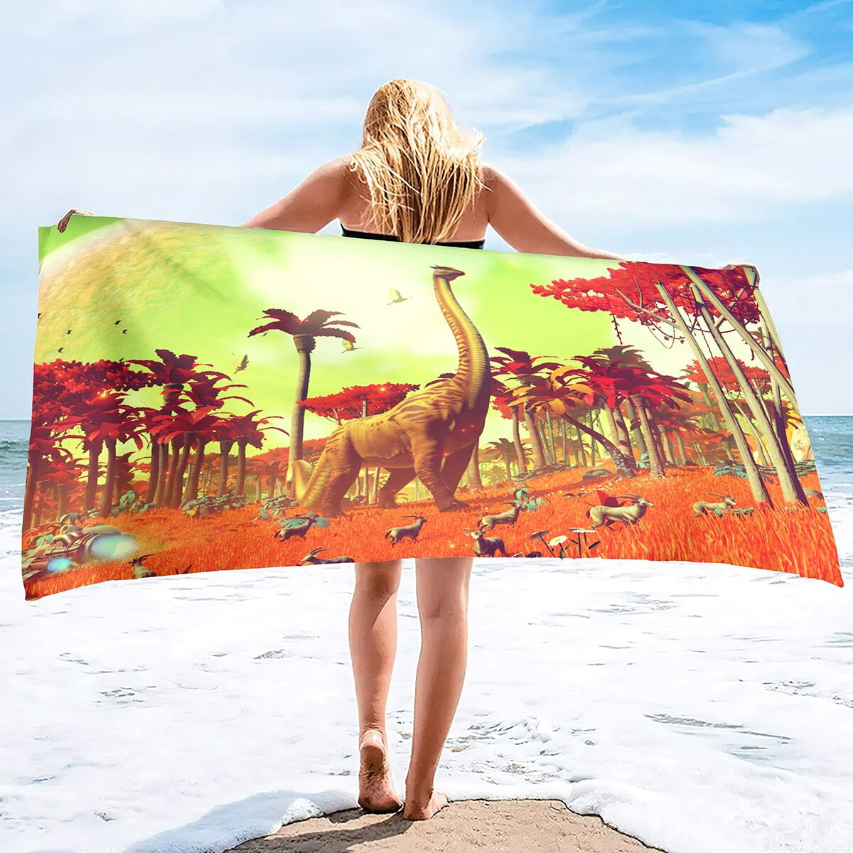 Dinosaur Beach Towel Camping Towels for Boys Kids Quick Dry Ultra