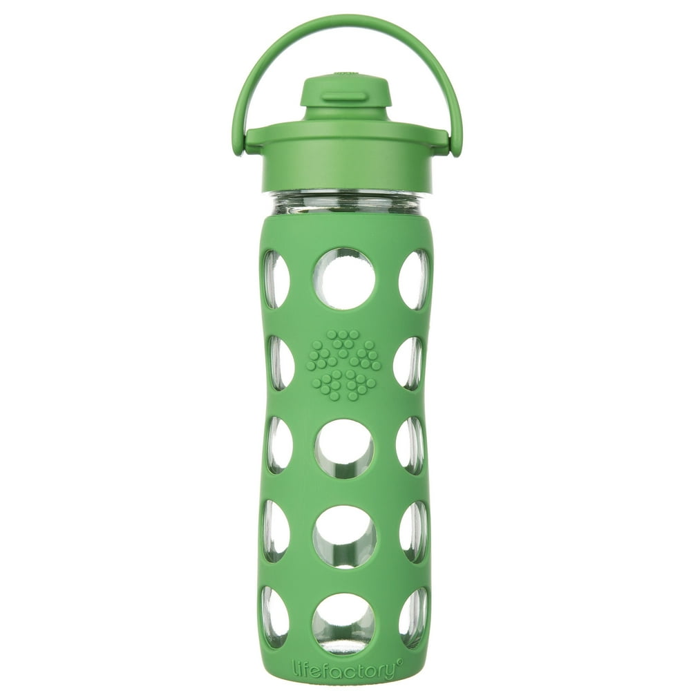 Lifefactory 16 oz. Green Flip Cap Glass Bottle One Size