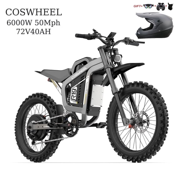 6000W Peak Motor COSWHEEL R19 Electric Bike for Adult,72V40Ah Battary 124 Miles Range E-Bike,3000W Rated 50MPH Max Speed,, Hydraulic Brakes, Off-Road 19" tire UL2849