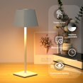 thumbnail image 2 of Pleated Style Table Lamp, Rechargeable Cordless Touch Lamp, Dimmable Night Light for Couple Dinner/Restaurant/Outdoor Camping//Bedroom(Square,White), 2 of 9